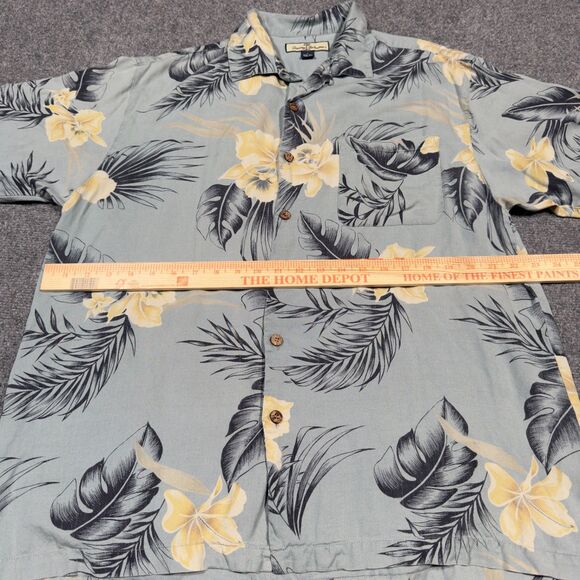 Tommy Bahama 100% Silk Aloha Hawaiian Floral Palm Button Shirt Large - Picture 5 of 5